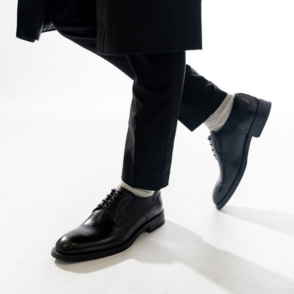 Sleeve Waxy Derby Shoes Black