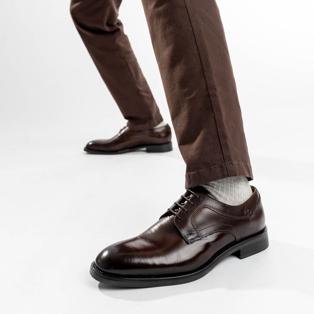 Sleeve Waxy Derby Shoes Brown