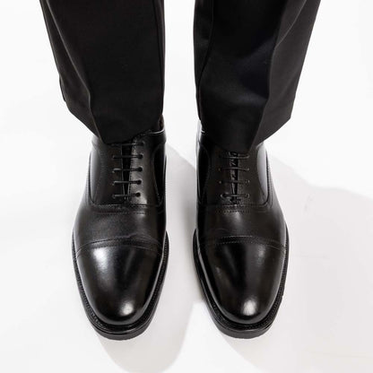Lapel Waxy Oxford Shoes Black