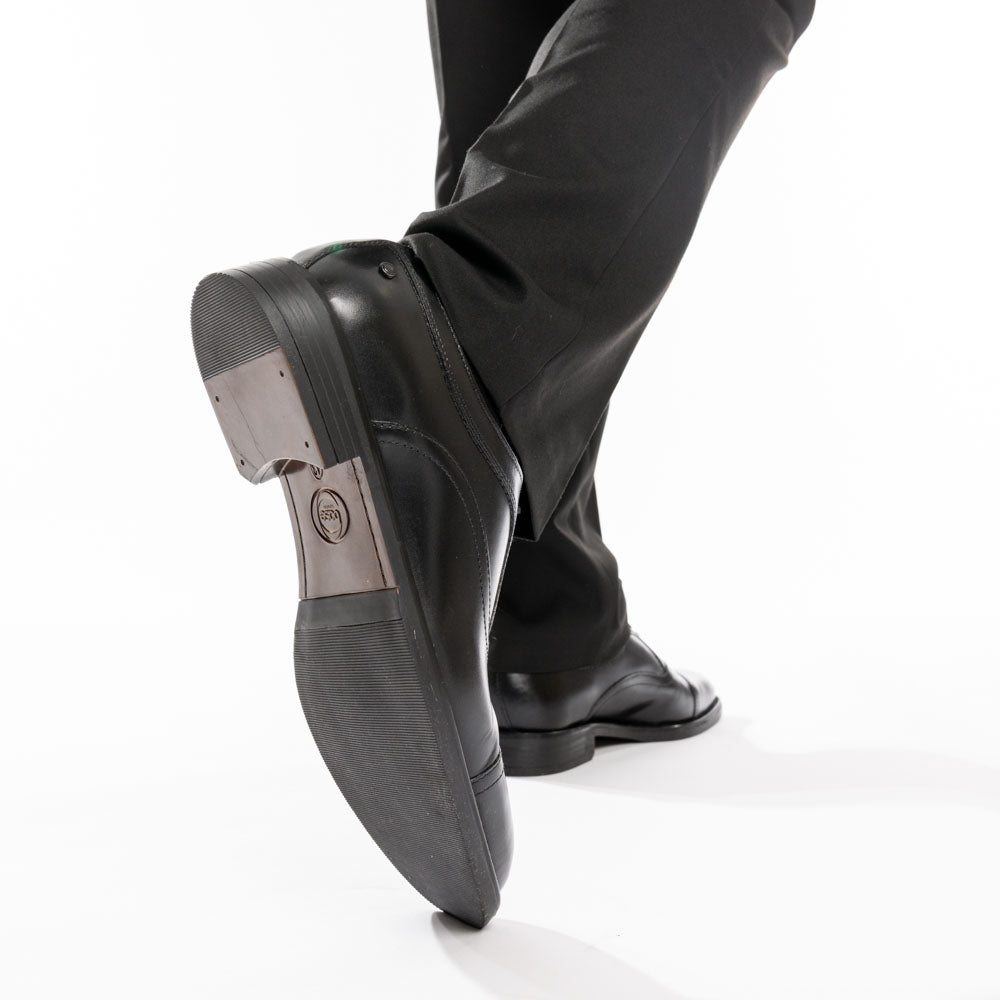 Lapel Waxy Oxford Shoes Black
