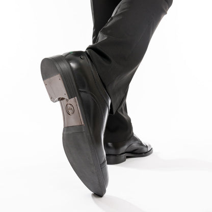 Lapel Waxy Oxford Shoes Black