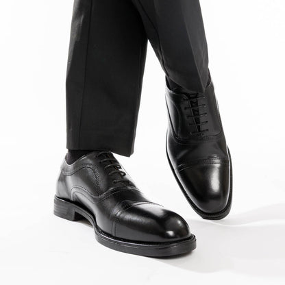 Lapel Waxy Oxford Shoes Black
