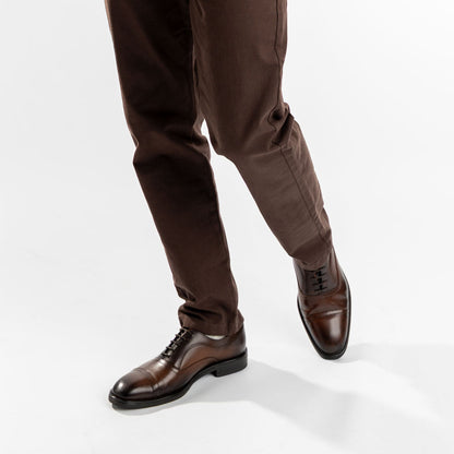 Lapel Waxy Oxford Shoes Brown
