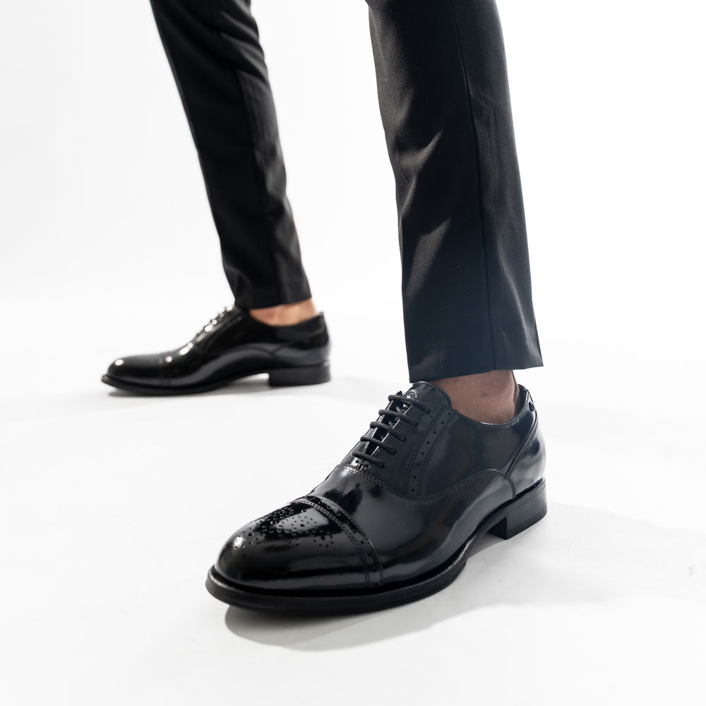 Franklin Hi Shine Brogue Shoes Black