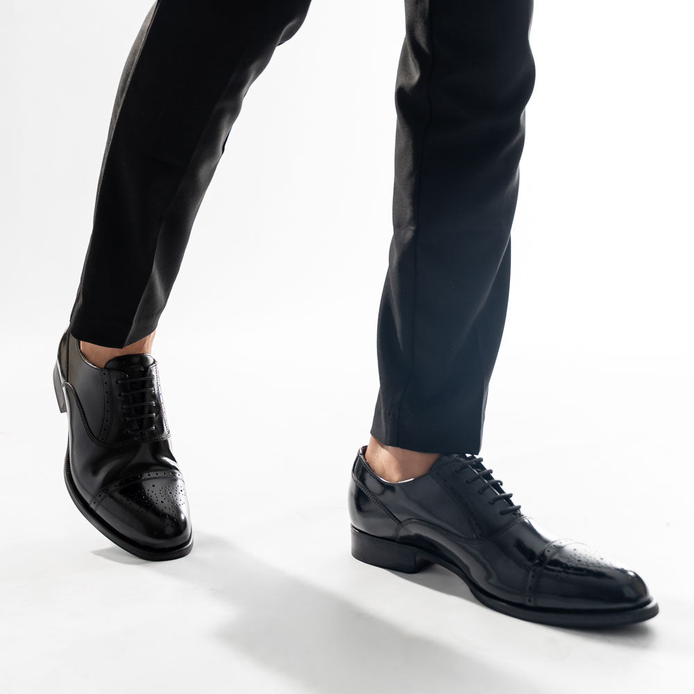 Franklin Hi Shine Brogue Shoes Black