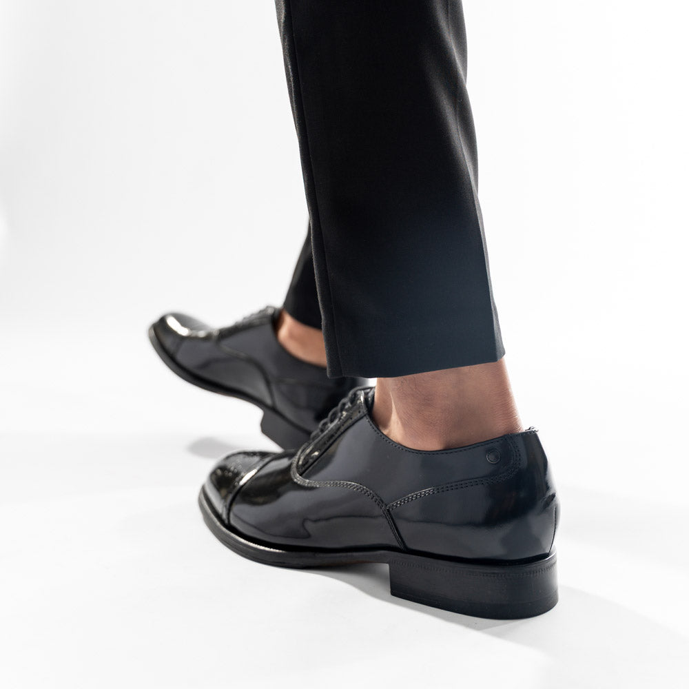 Franklin Hi Shine Brogue Shoes Black