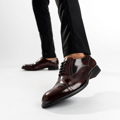 Franklin Hi Shine Brogue Shoes Bordo