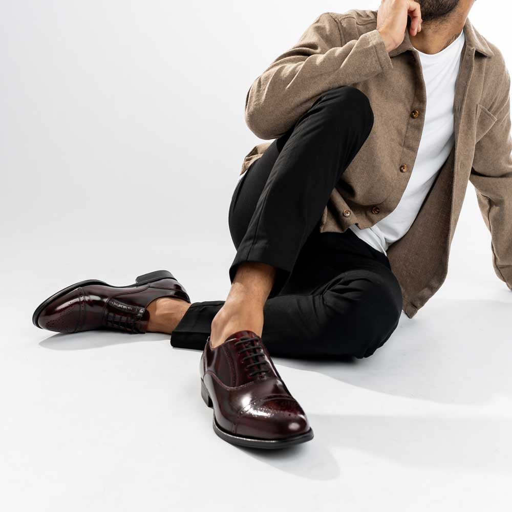 Franklin Hi Shine Brogue Shoes Bordo