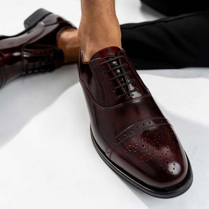 Franklin Hi Shine Brogue Shoes Bordo