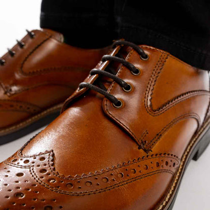 York Washed Brogue Shoes Tan