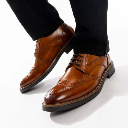 York Washed Brogue Shoes Tan