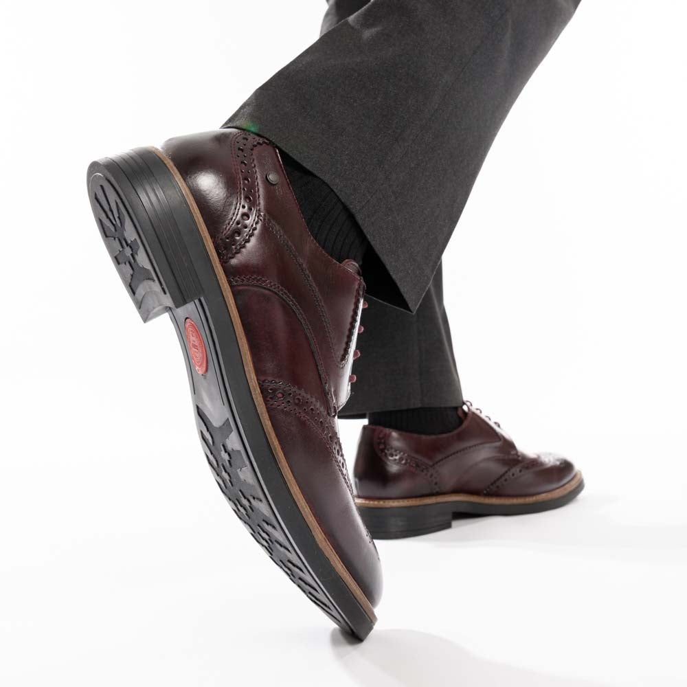 York Washed Brogue Shoes Bordo