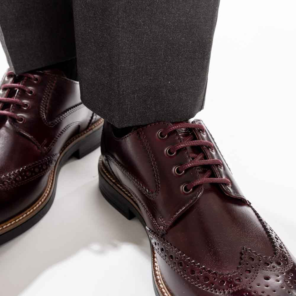 York Washed Brogue Shoes Bordo