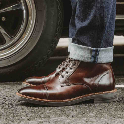 Plymouth Washed Toe Cap Boots Brown
