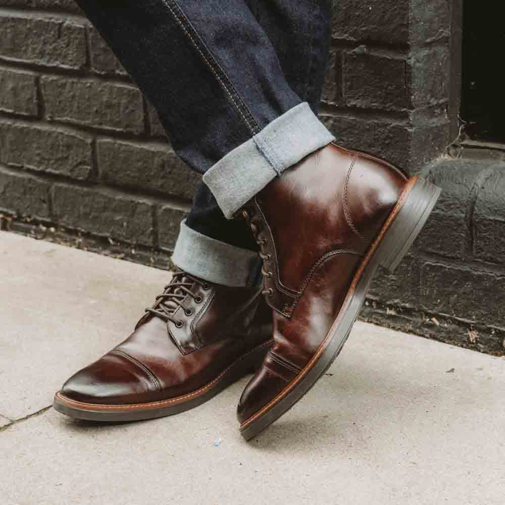 Plymouth Washed Toe Cap Boots Brown