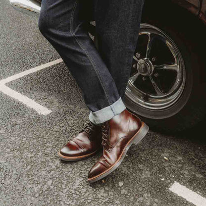 Plymouth Washed Toe Cap Boots Brown