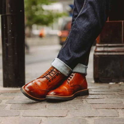 Bristol Washed Brogue Boots Tan