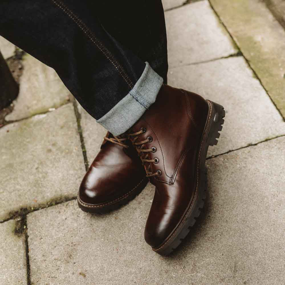 Nickel Pull Up Combat Boots Brown