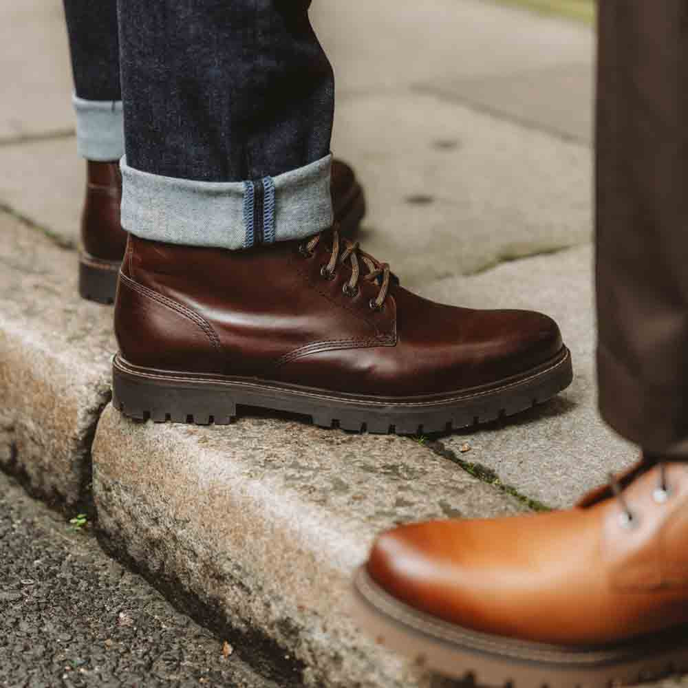 Nickel Pull Up Combat Boots Brown