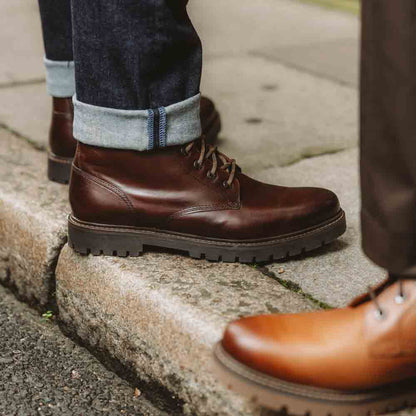 Nickel Pull Up Combat Boots Brown