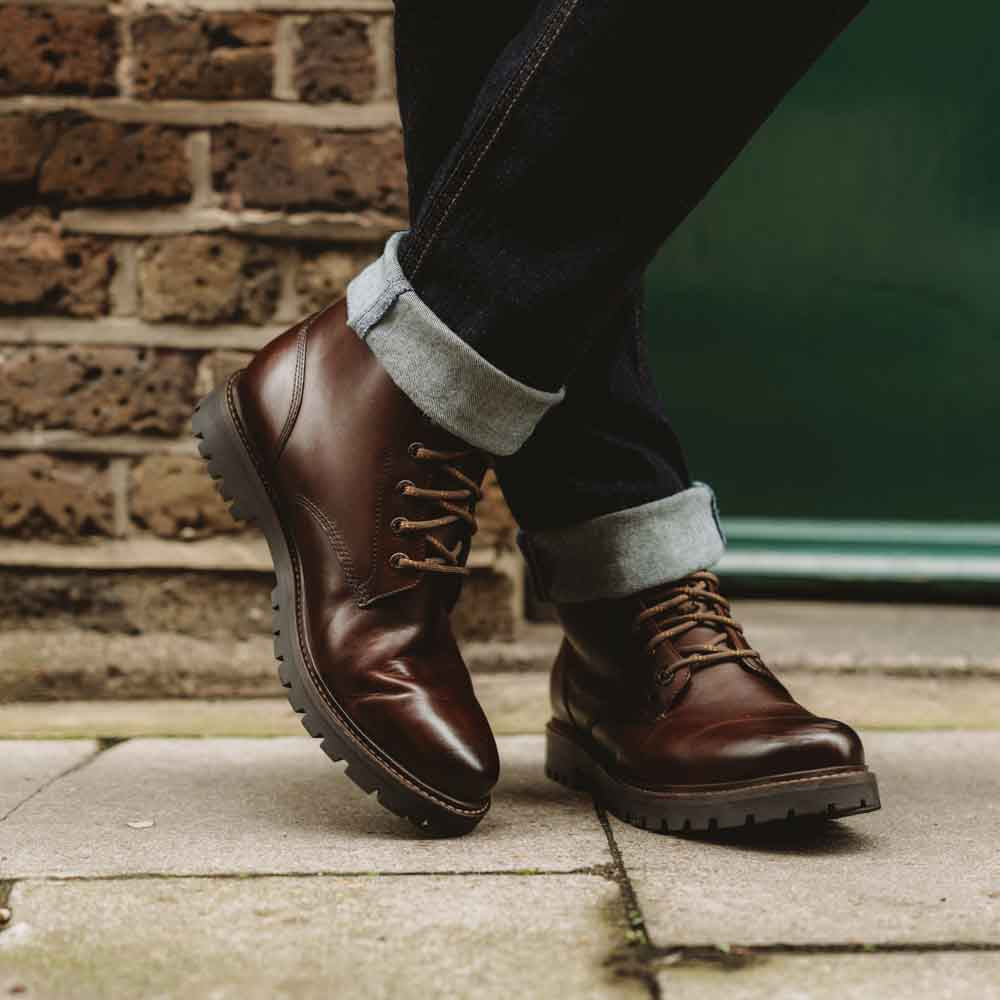 Nickel Pull Up Combat Boots Brown