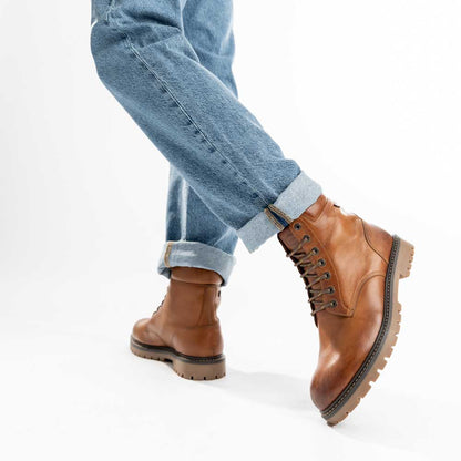 Nickel Pull Up Combat Boots Tan