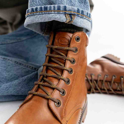 Nickel Pull Up Combat Boots Tan