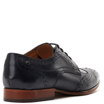 Barbera XL Waxy Brogue Shoes Black