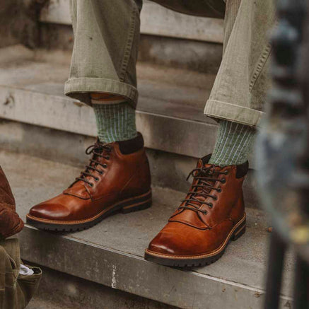 Men's Tan Leather Hawkins Washed Work Boots | Base London Tan