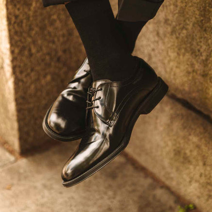 Men's Patent Black Leather Hadley Derby Shoes | Base London Black