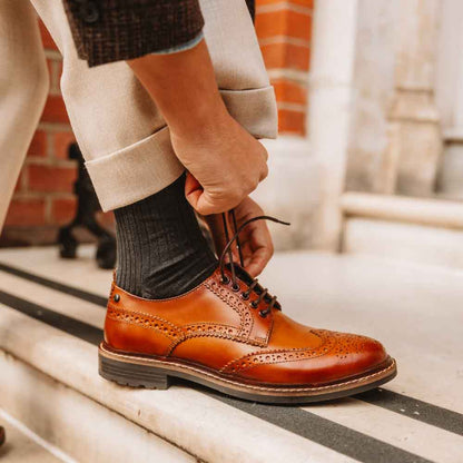 Jagger Burnished Brogue Shoes Tan