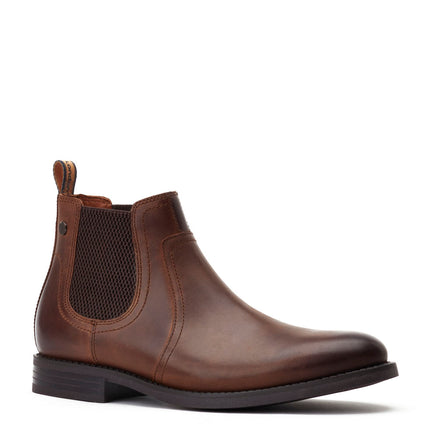 Men's Brown Leather Bateman Pull Up Chelsea Boots | Base London Brown