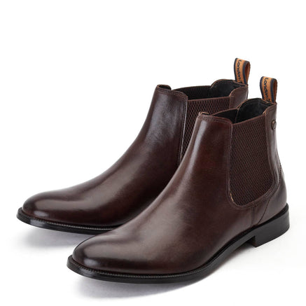 Men's Brown Leather Carson Burnished Chelsea Boots | Base London Brown