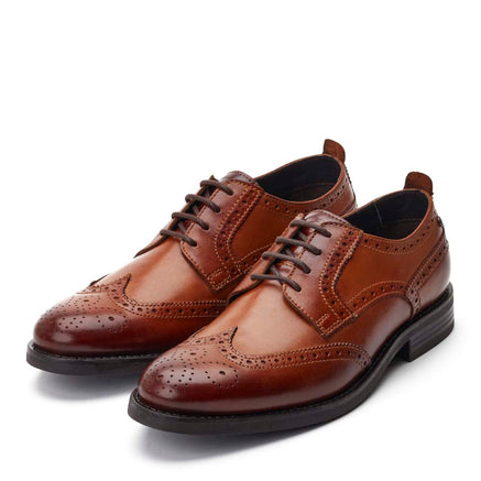 Men's Tan Leather Cooper Washed Brogue Shoes | Base London Tan