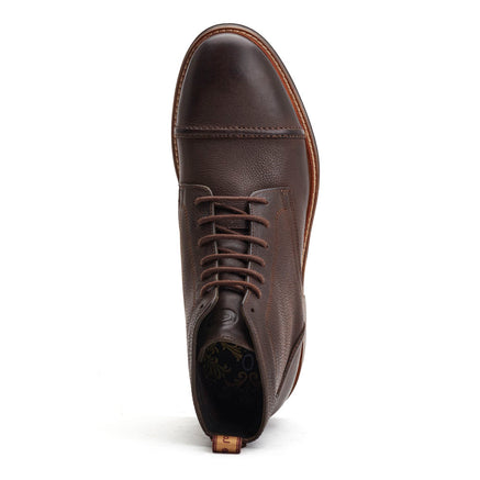 Men's Brown Leather Dudley Tumble Toe Cap Boots | Base London Brown