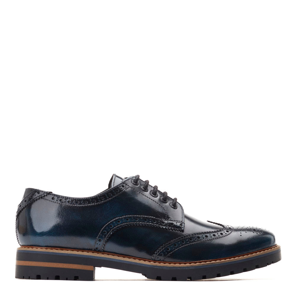 Navy brogue fashion shoes