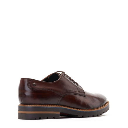 Men's Brown Leather Halsey Washed Derby Shoes | Base London Brown