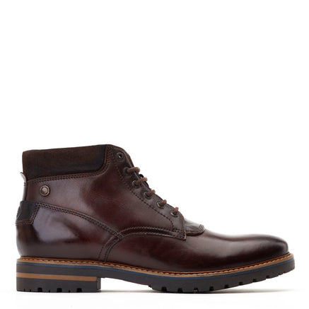 Men's Brown Leather Hawkins Washed Work Boot | Base London Brown