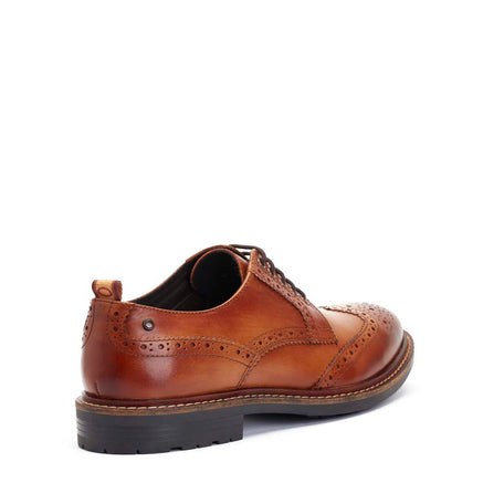 Men's Tan Leather Jagger Burnished Brogue Shoes | Base London Tan