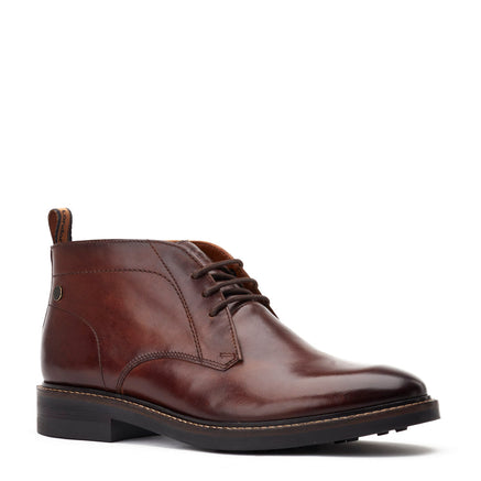 Men's Brown Leather Knebworth Washed Chukka Boots | Base London Brown