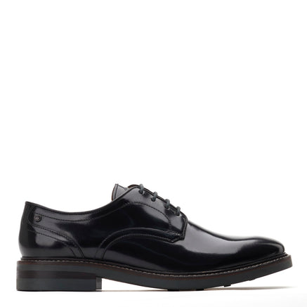 Men's Black Leather Mawley Hi Shine Derby Shoes | Base London Black