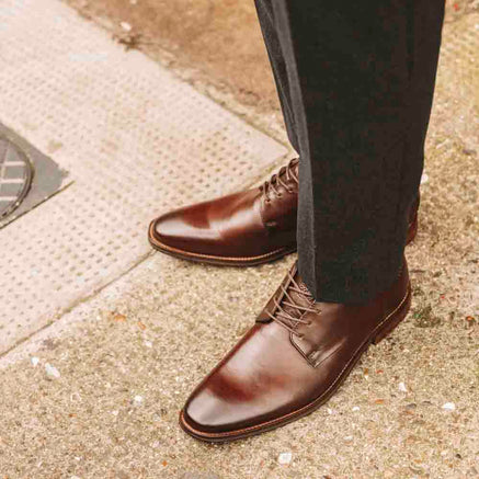 Men's Brown Leather Marley Washed Derby Shoes | Base London Brown