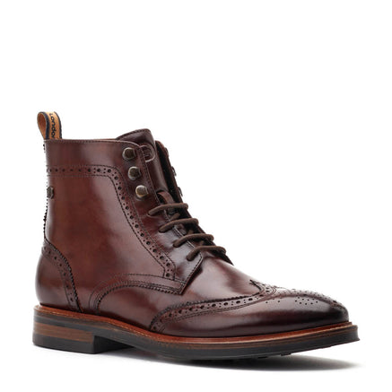 Men's Brown Leather Pembroke Washed Brogue Boots | Base London Brown