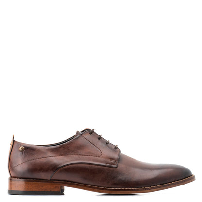 Script Washed Derby Shoes Brown