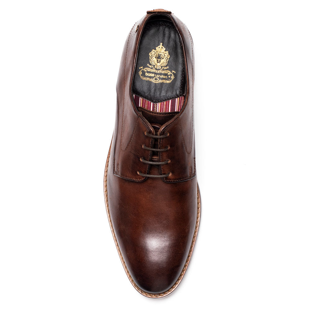 Script Washed Derby Shoes Brown