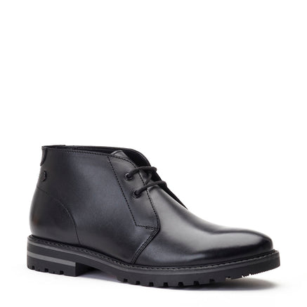 Men's Black Leather Swan Waxy Chukka Boots | Base London Black