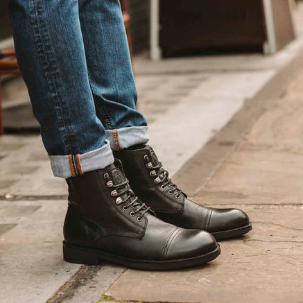 Stanley Grain Biker Boots Black