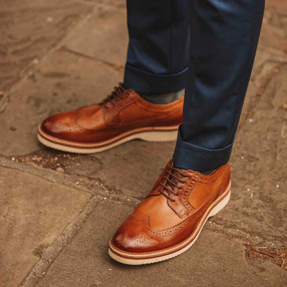 Sully Washed Brogue Shoes Tan