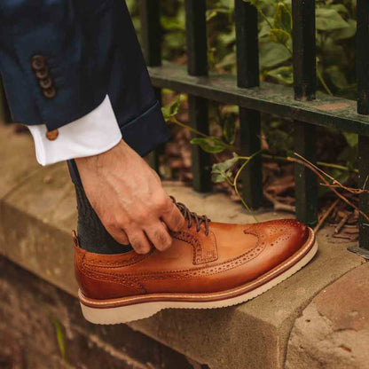 Sully Washed Brogue Shoes Tan