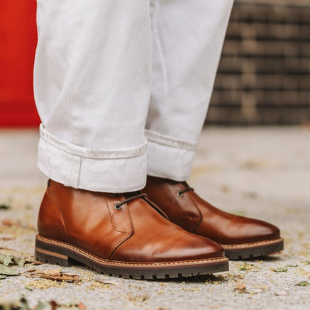 Men's Tan Leather Swan Washed Chukka Boots | Base London Tan
